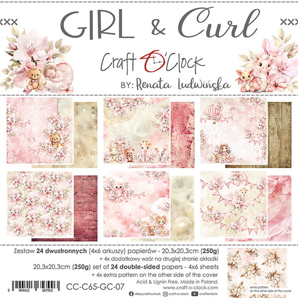 Craft O'Clock - Girl & Curl - Paper Pad - 8x8"