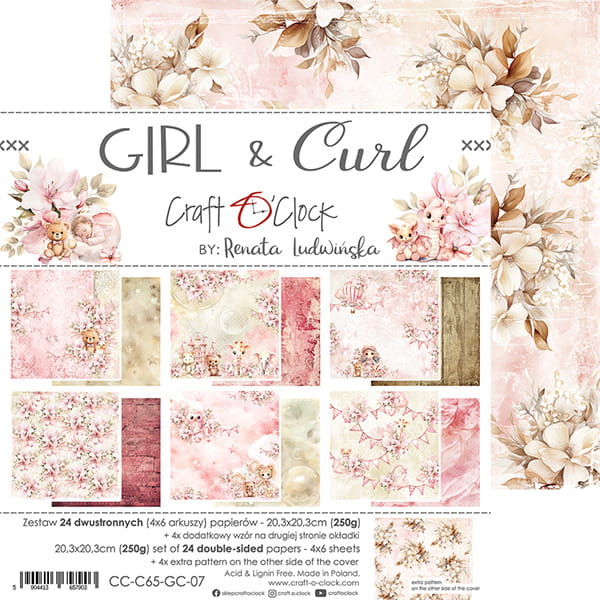 Craft O'Clock - Girl & Curl - MIX Paper Pad - 8x8"