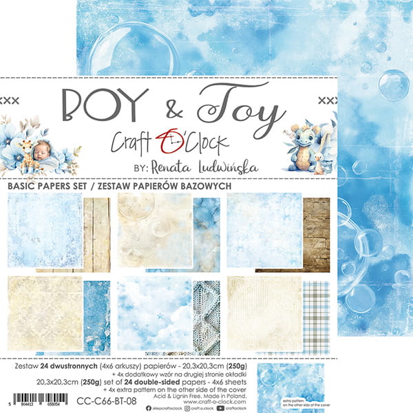 Craft O'Clock - Boy & toy - Basic Paper Pad - 8x8"