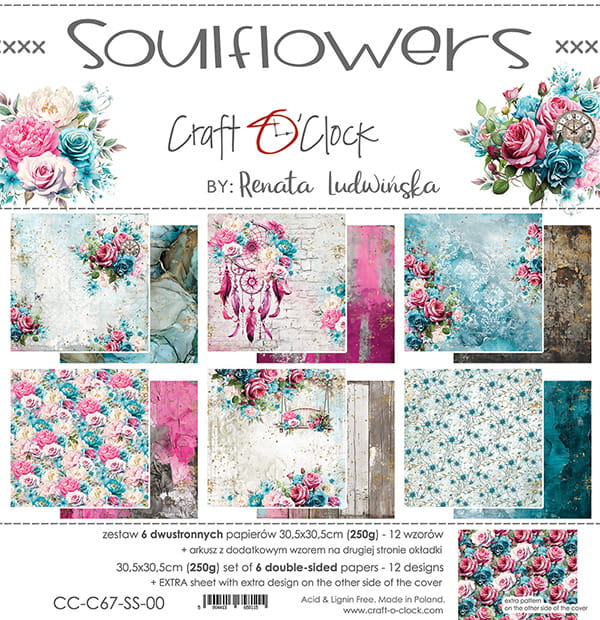 Craft O'Clock - Soulflowers - Paper Pack -  12 x 12"