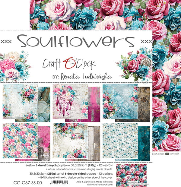 Craft O'Clock - Soulflowers - Paper Pack -  12 x 12"