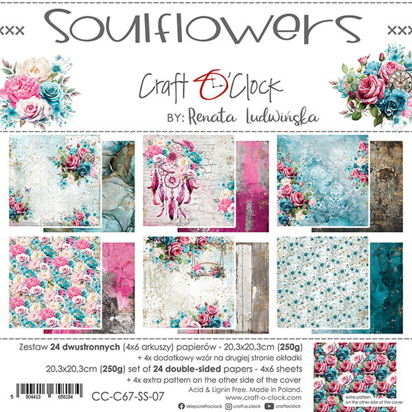 Craft O'Clock - Soulflowers - Paper Pad - 8x8"