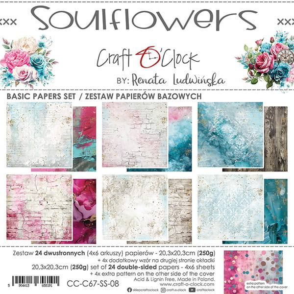 Craft O'Clock - Soulflowers - Basic Paper Pad - 8x8"