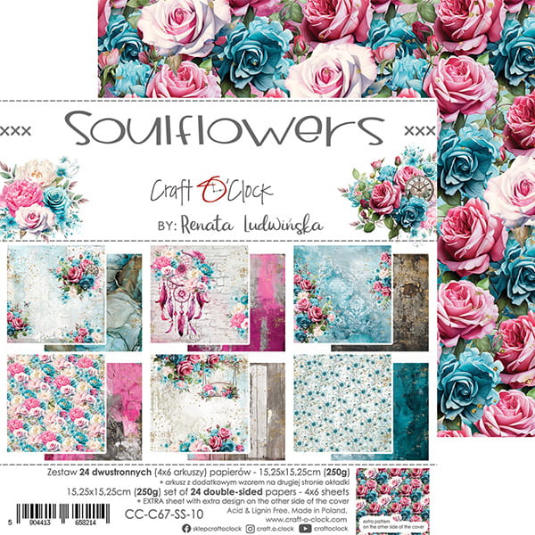 Craft O'Clock - Soulflowers - Paper Pad - 6x6"