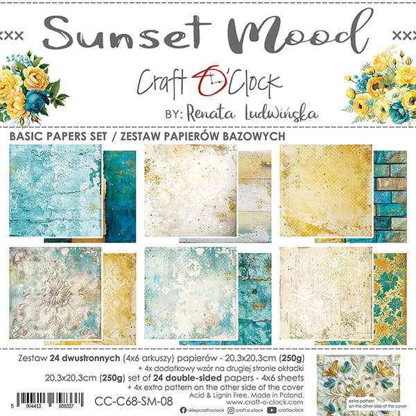 Craft O'Clock - Sunset mood - Basic Paper Pad - 8x8"