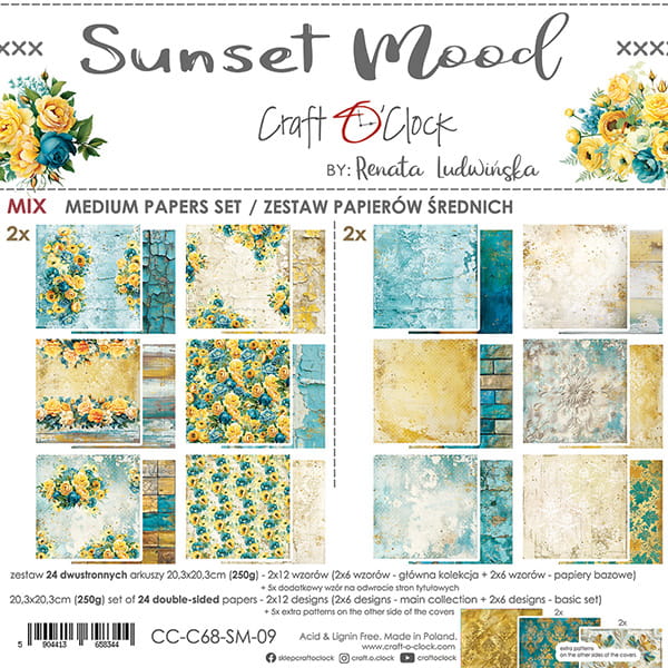 Craft O'Clock - Sunset mood - MIX Paper Pad - 8x8"