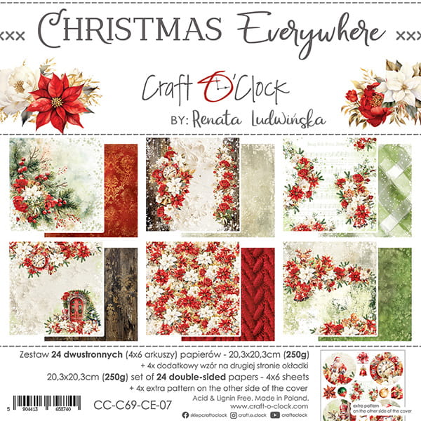 Craft O'Clock - Christmas Everywhere - Paper Pad - 8x8"