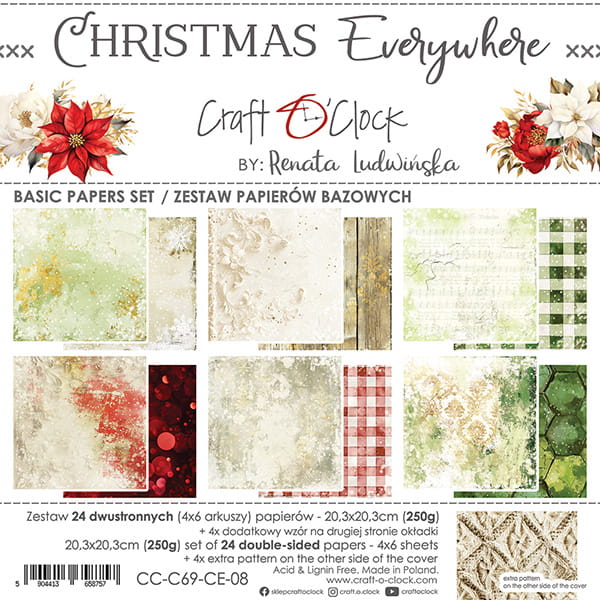 Craft O'Clock - Christmas Everywhere - Basic Paper Pad - 8x8"