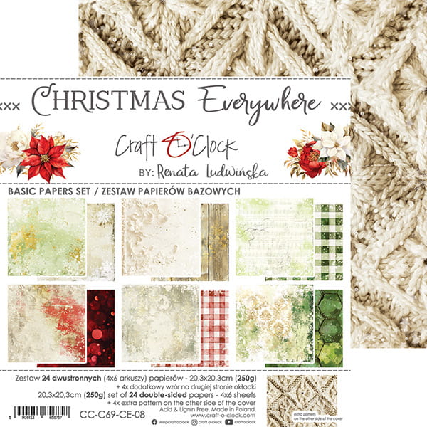 Craft O'Clock - Christmas Everywhere - Basic Paper Pad - 8x8"