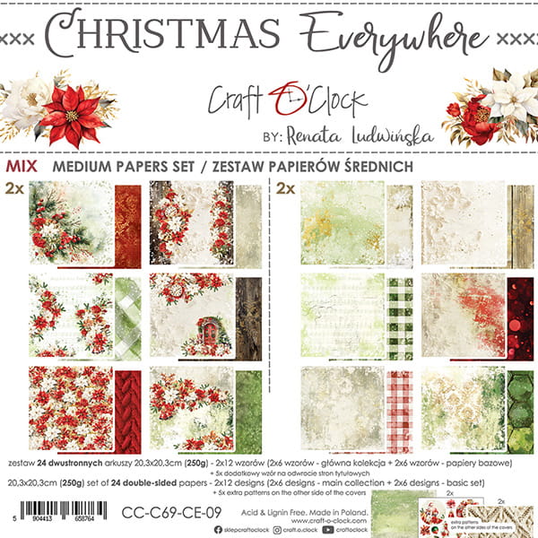 Craft O'Clock - Christmas Everywhere - MIX Paper Pad - 8x8"