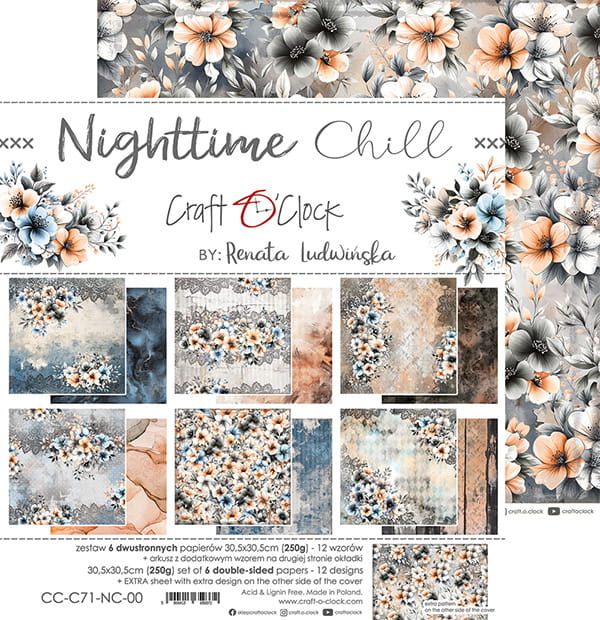 Craft O'Clock - Nighttime chill - Paper Pack -  12 x 12"