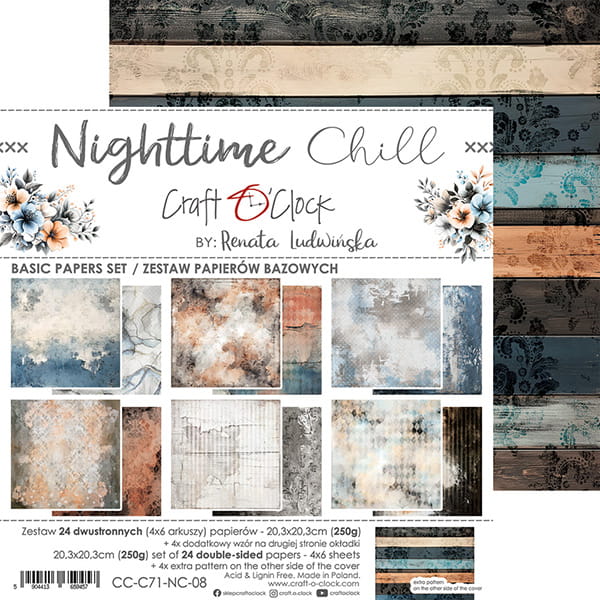 Craft O'Clock - Nighttime chill - Basic Paper Pad - 8x8"