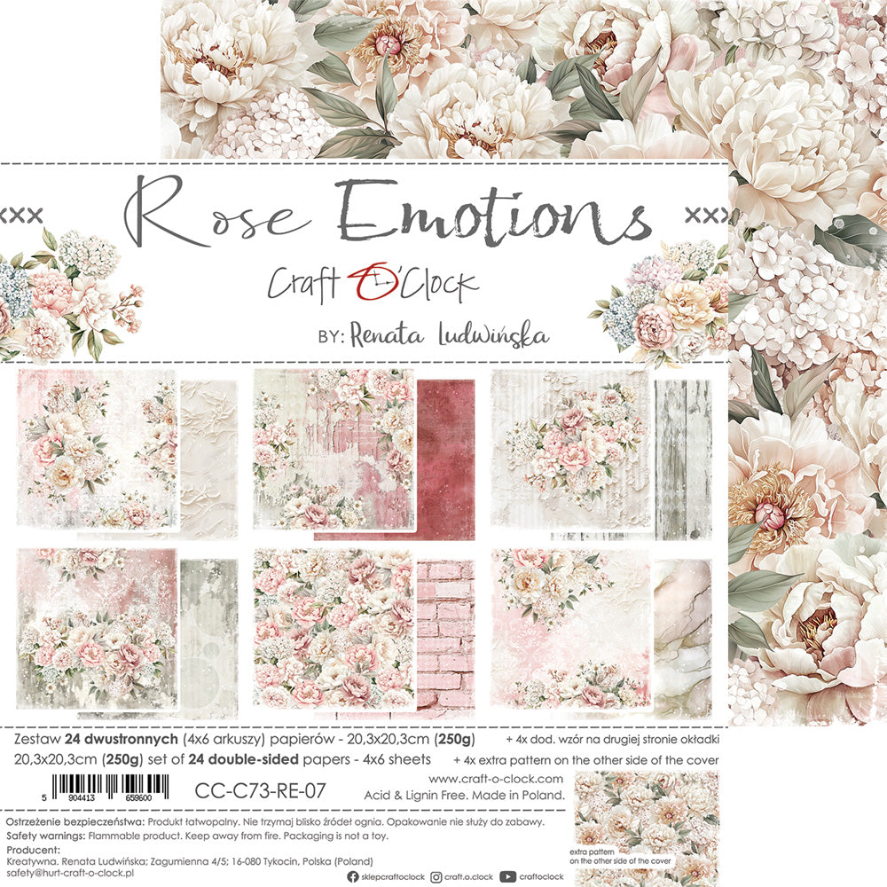 Craft O'Clock - Rose emotions - Paper Pad - 8x8"