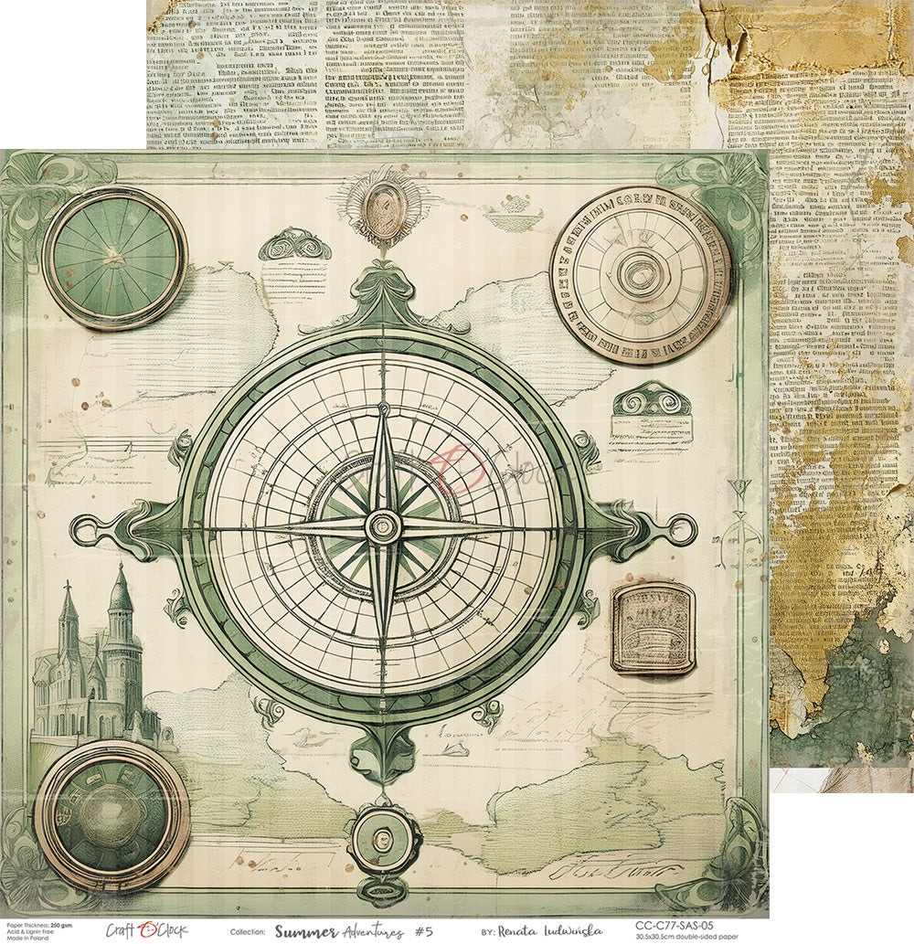Craft O'Clock - Summer Adventures - Paper Pack -  12 x 12"
