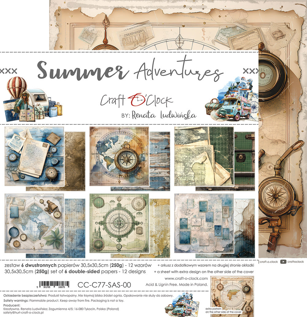 Craft O'Clock - Summer Adventures - Paper Pack -  12 x 12"