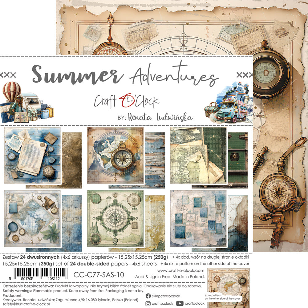 Craft O'Clock - Summer Adventures - Paper Pad - 6x6"
