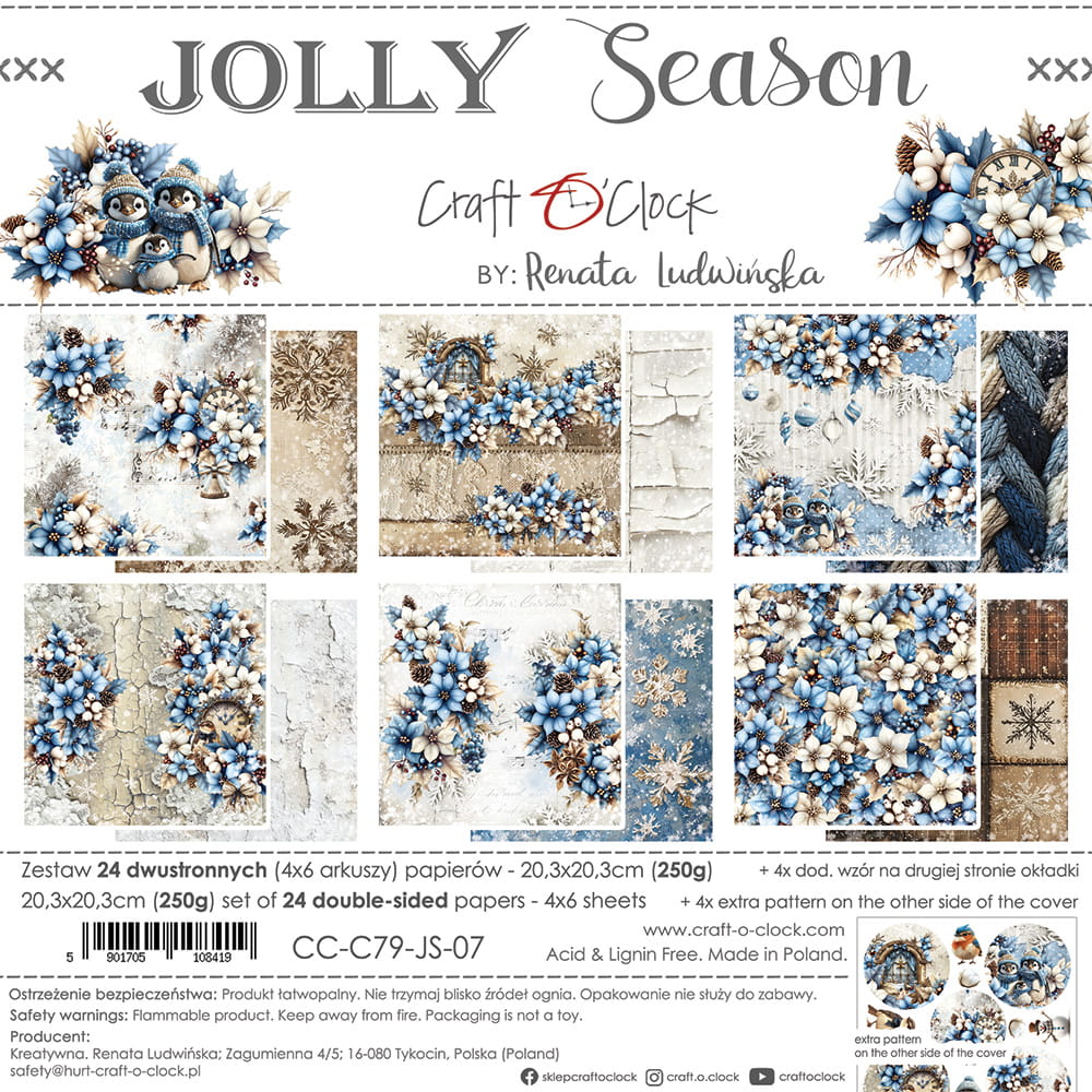 Craft O'Clock - Jolly Season - Paper Pad - 8x8"