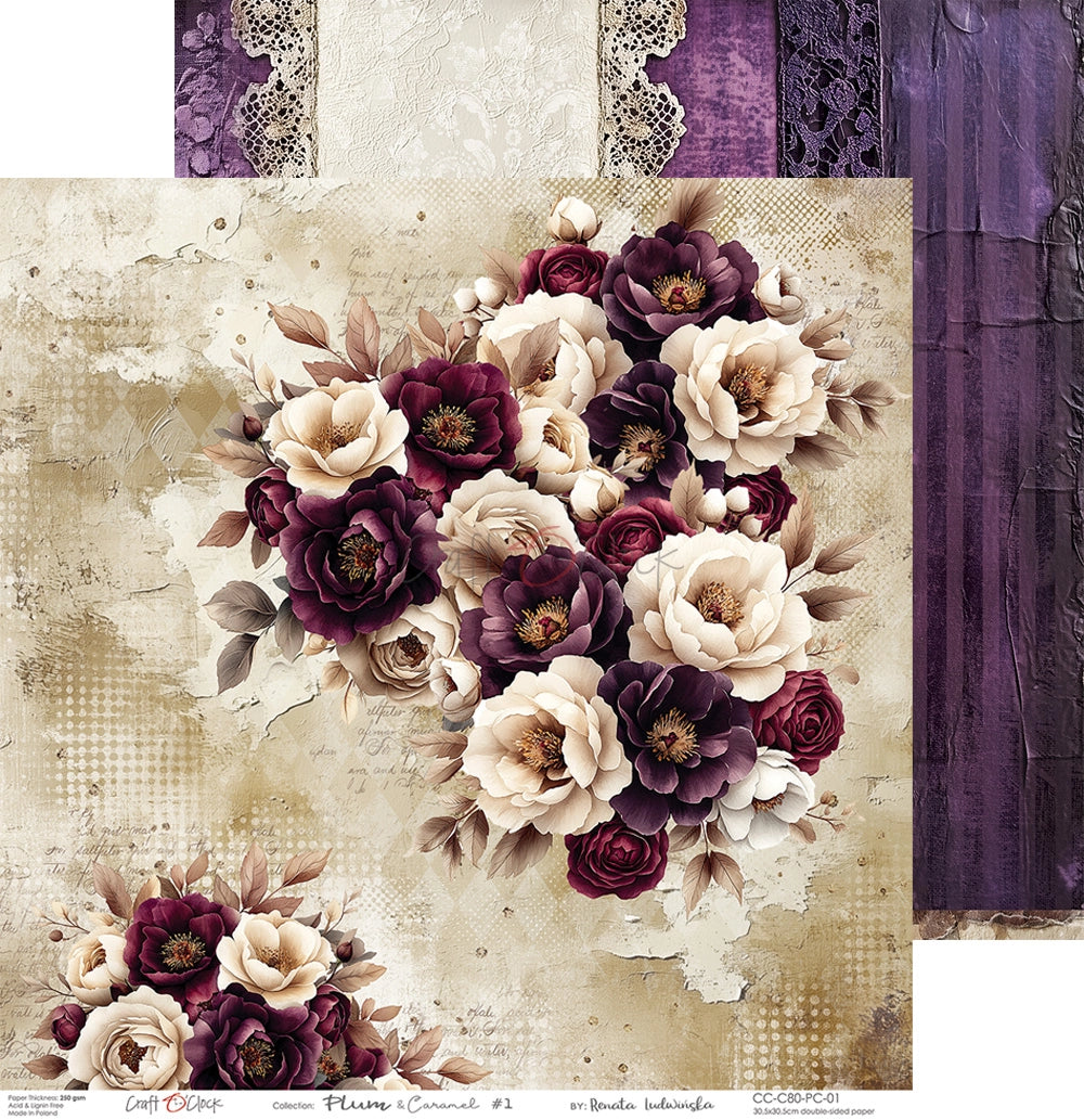Craft O'Clock - Plum & Caramel - Paper Pack -  12 x 12"
