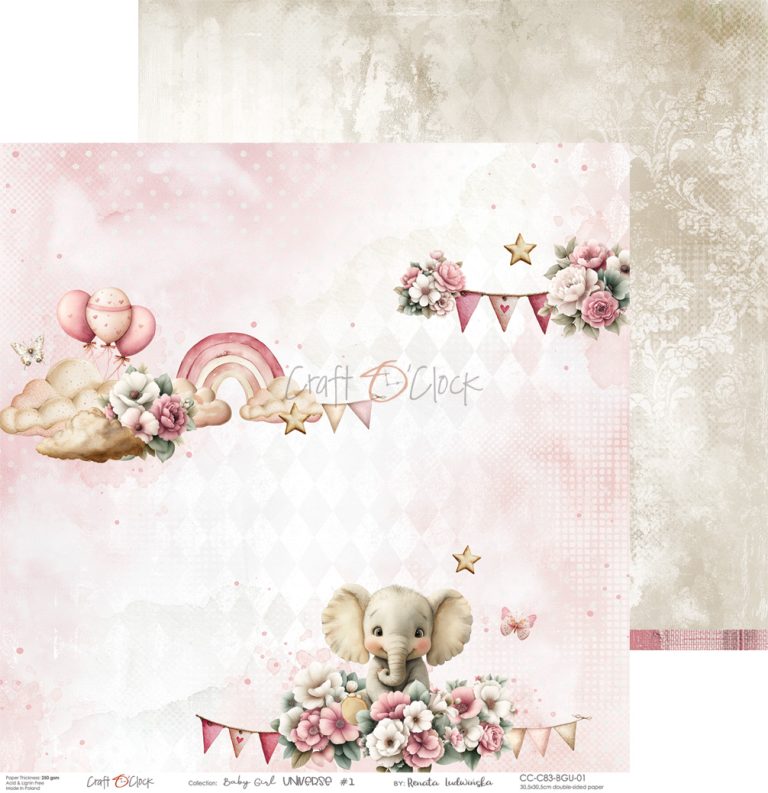 Craft O'Clock - Baby Girl Universe - Paper Pack - 6 x 6"