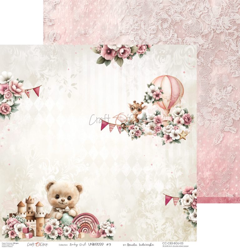 Craft O'Clock - Baby Girl Universe - Paper Pack - 12 x 12"