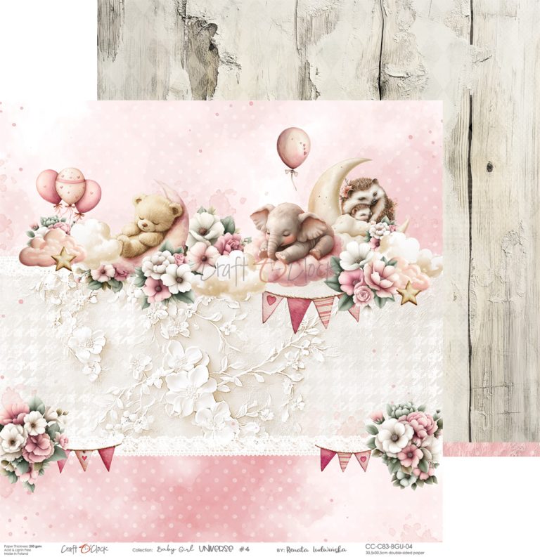 Craft O'Clock - Baby Girl Universe - Paper Pack - 12 x 12"