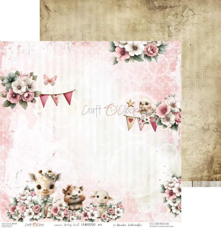 Craft O'Clock - Baby Girl Universe - Paper Pack - 12 x 12"