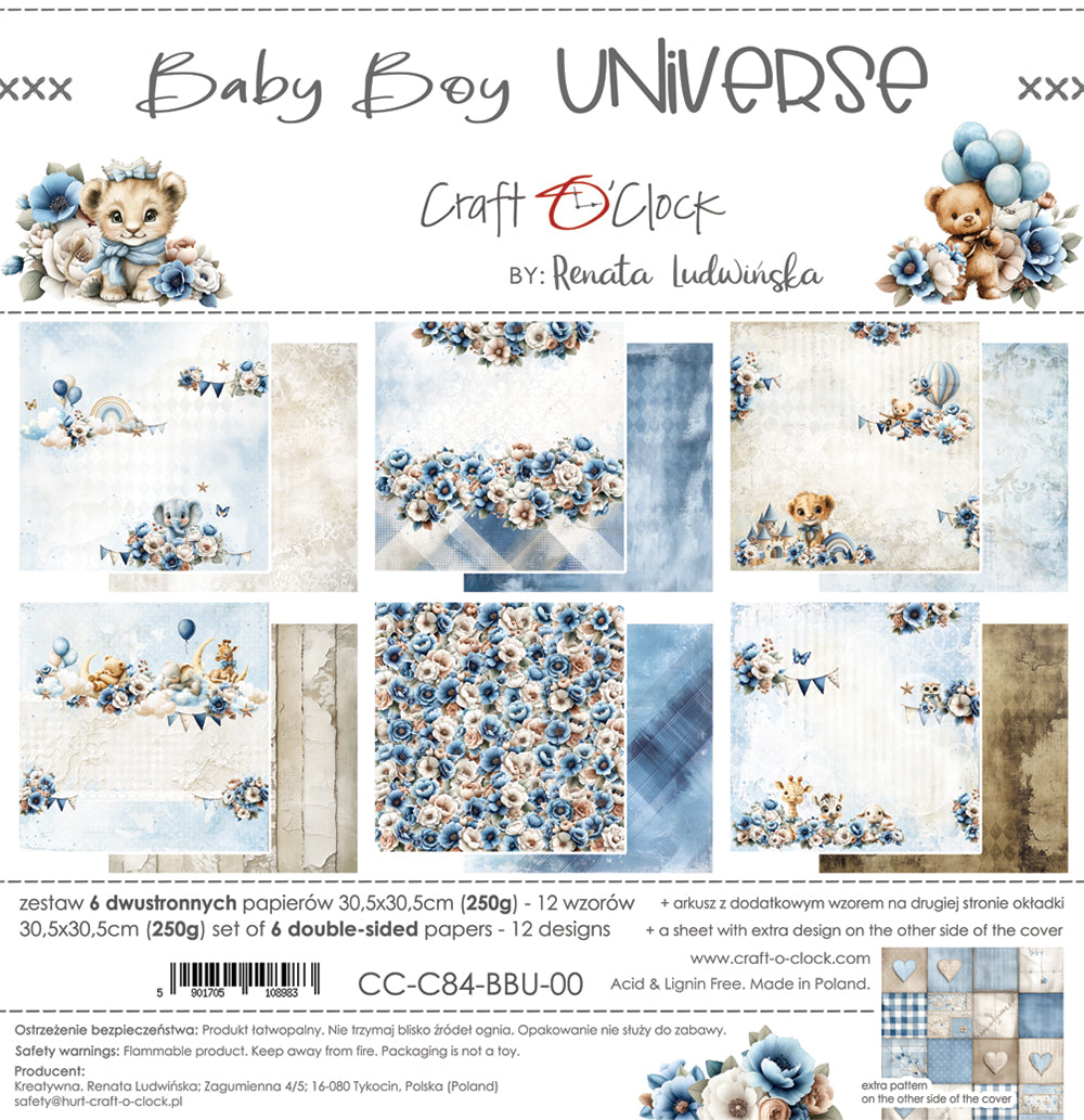 Craft O'Clock - Baby Boy Universe - Paper Pack - 12 x 12"