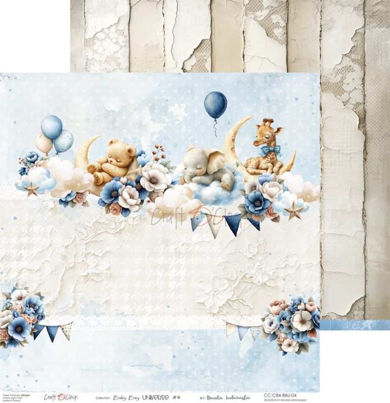 Craft O'Clock - Baby Boy Universe - Paper Pack - 8 x 8"