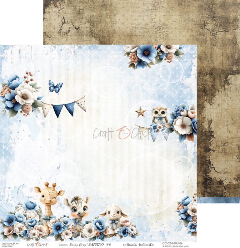 Craft O'Clock - Baby Boy Universe - Paper Pack - 8 x 8"