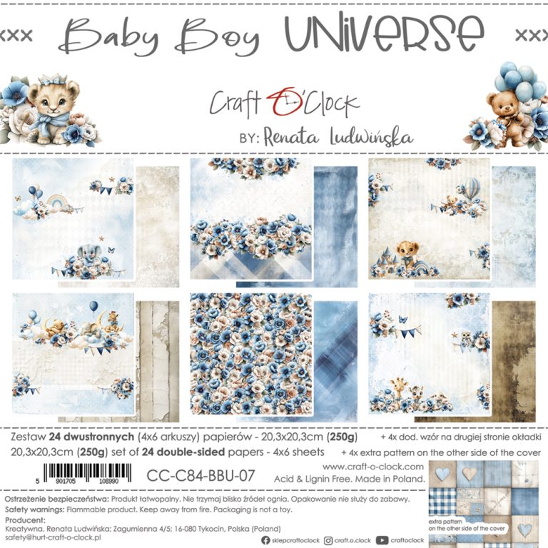 Craft O'Clock - Baby Boy Universe - Paper Pack - 8 x 8"