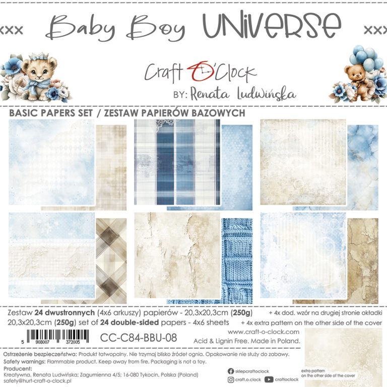 Craft O'Clock - Baby Boy Universe - Paper Pack - 8 x 8" Basic