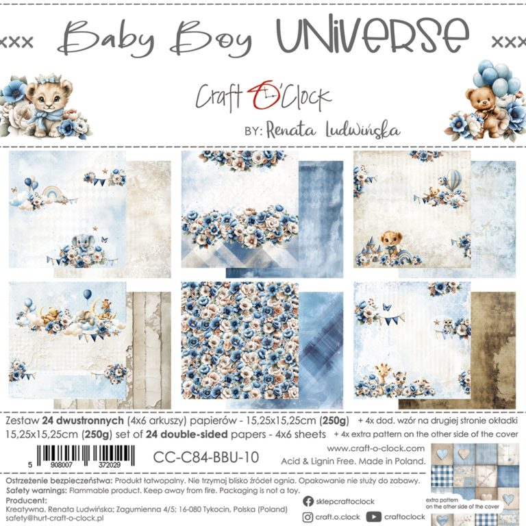 Craft O'Clock - Baby Boy Universe - Paper Pack - 6 x 6"