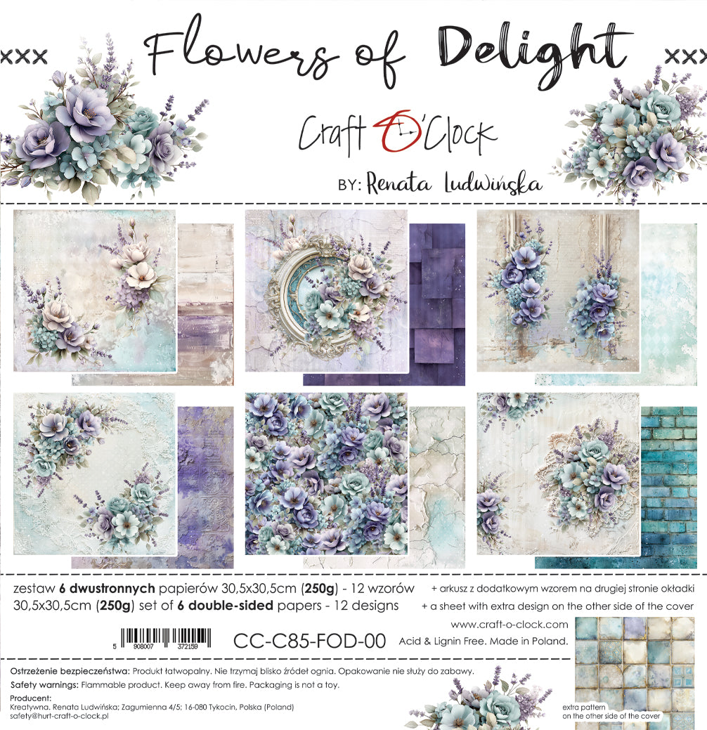 Craft O'Clock - Flowers of Delight - Paper Pack - 12 x 12"
