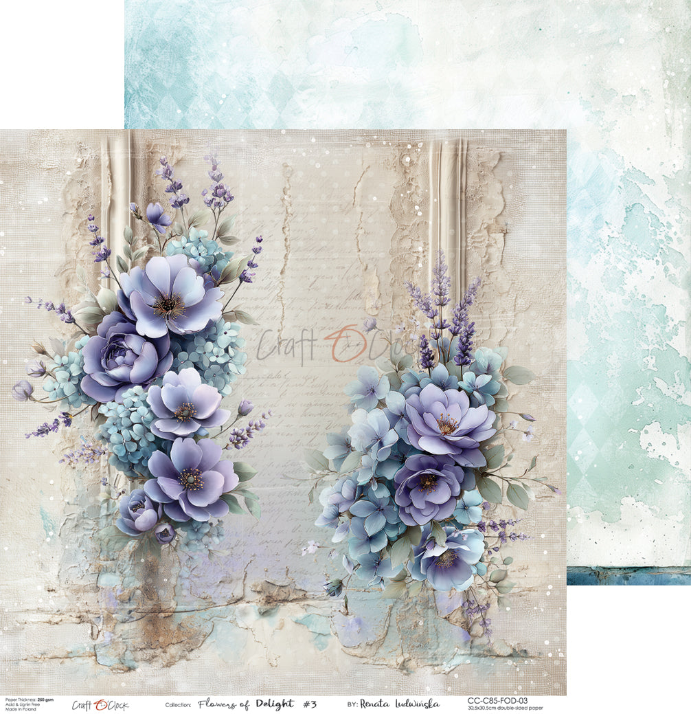 Craft O'Clock - Flowers of Delight - Paper Pack - 12 x 12"