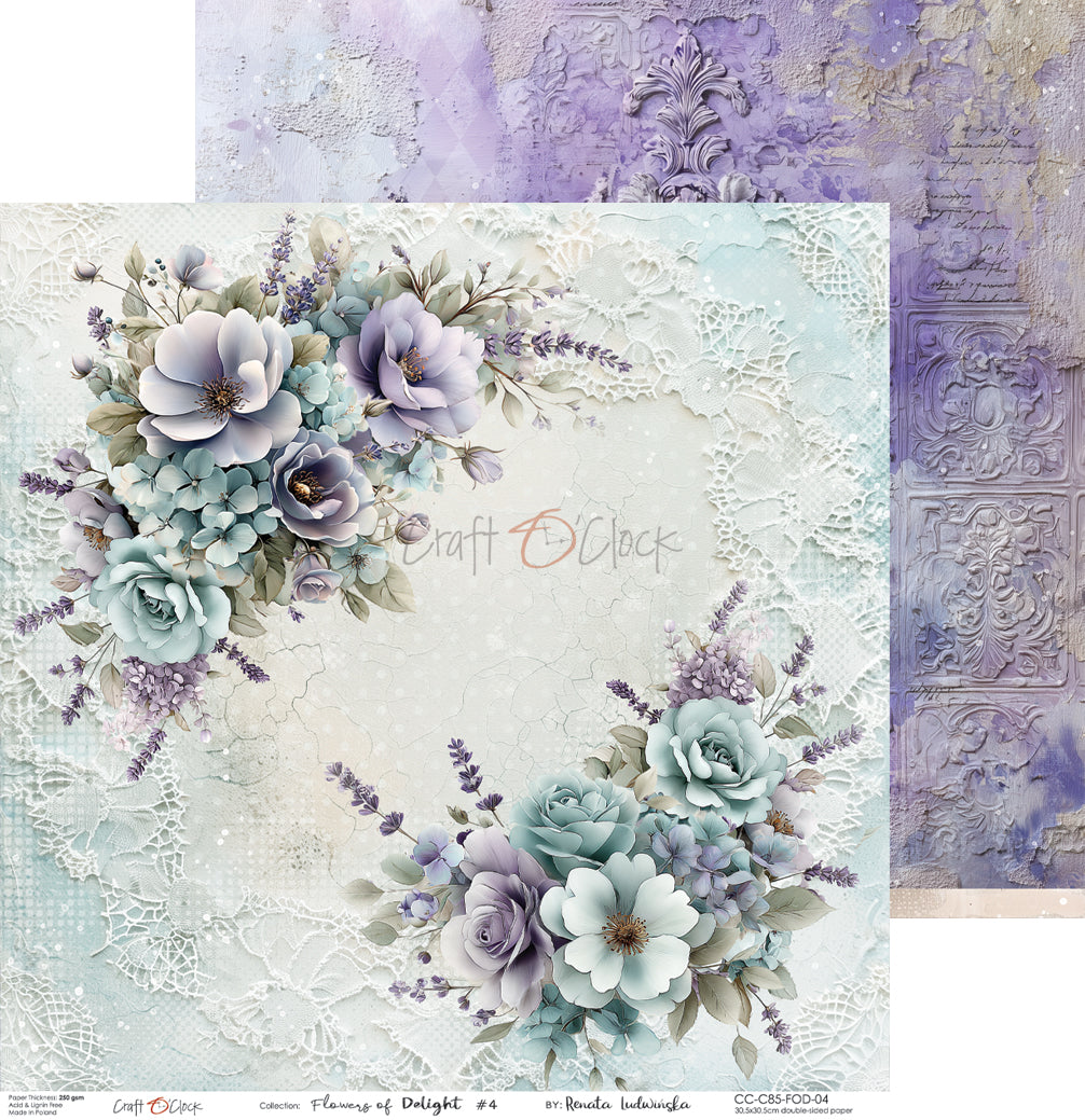 Craft O'Clock - Flowers of Delight - Paper Pack - 12 x 12"