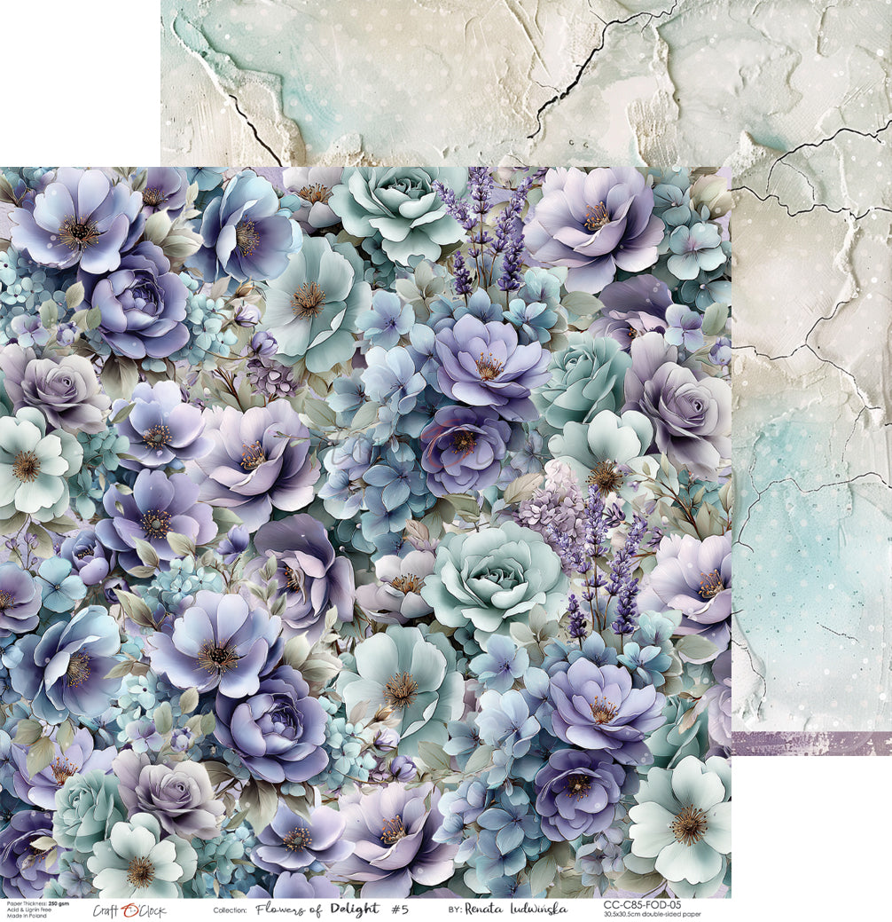 Craft O'Clock - Flowers of Delight - Paper Pack - 12 x 12"