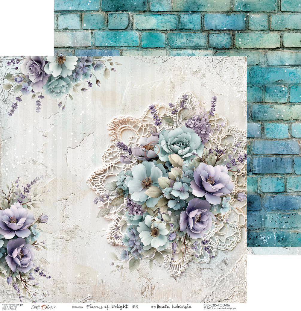 Craft O'Clock - Flowers of Delight - Paper Pack - 12 x 12"