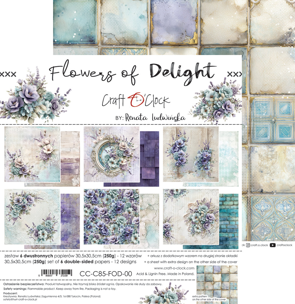 Craft O'Clock - Flowers of Delight - Paper Pack - 12 x 12"