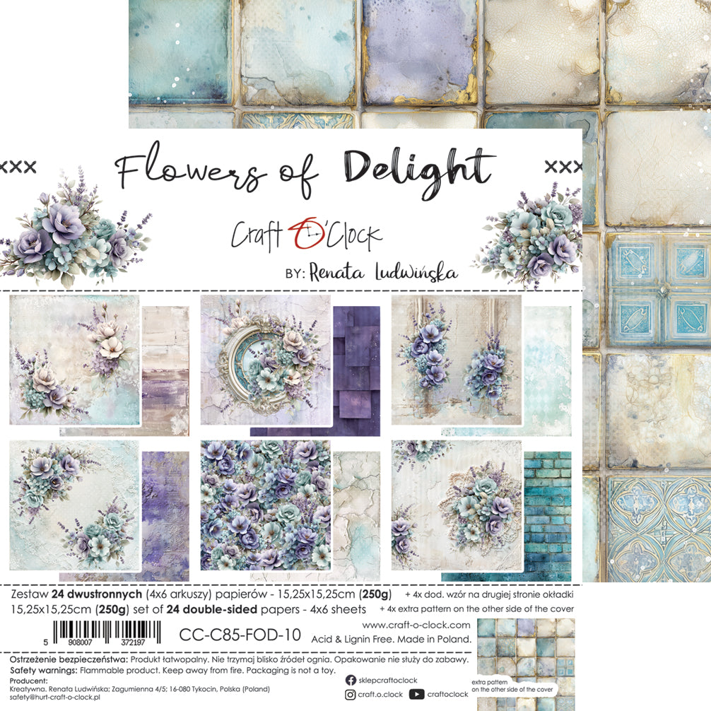 Craft O'Clock - Flowers of Delight  - Paper Pad - 6x6"