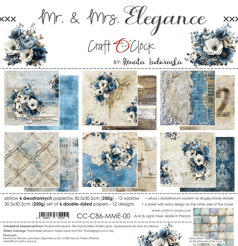 Craft O'Clock - Mr & Mrs Elegance - Paper Pack - 12 x 12"