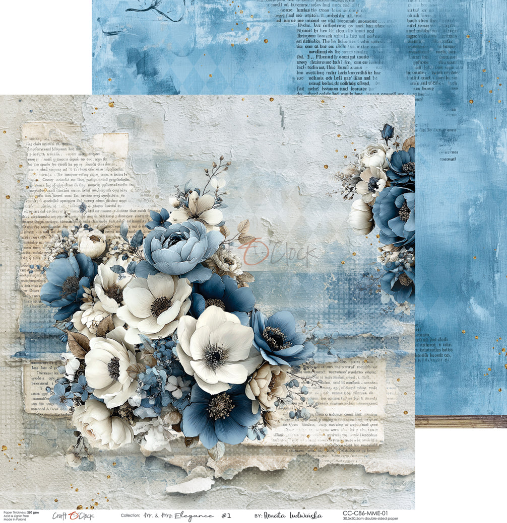 Craft O'Clock - Mr & Mrs Elegance - Paper Pack - 12 x 12"