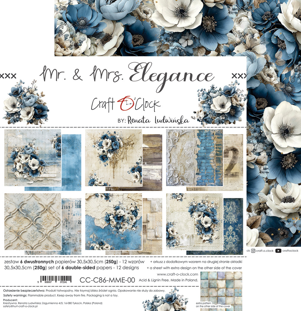 Craft O'Clock - Mr & Mrs Elegance - Paper Pack - 12 x 12"