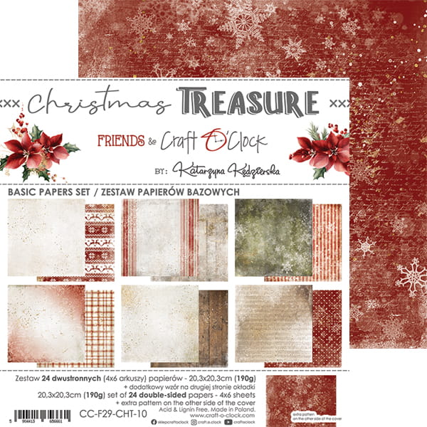 Craft O'Clock - Christmas Treasure - Basic Paper Pad - 8x8"