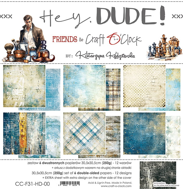 Craft O'Clock - Hey, Dude! - Paper Pack -  12 x 12"