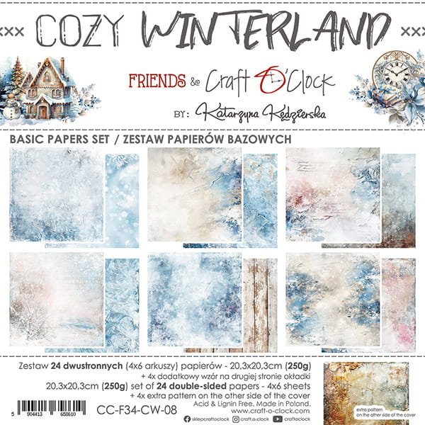 Craft O'Clock - Cozy Winterland - Basic Paper Pad - 8x8"