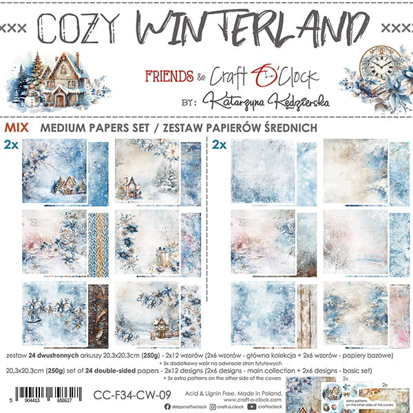 Craft O'Clock - Cozy Winterland - MIX Paper Pad - 8x8"