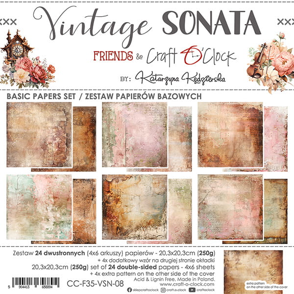 Craft O'Clock - Vintage Sonata - Basic Paper Pad - 8x8"