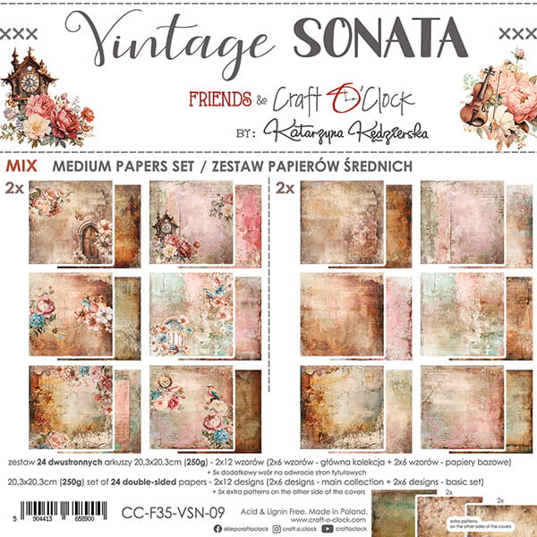 Craft O'Clock - Vintage Sonata - MIX Paper Pad - 8x8"