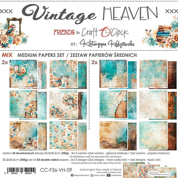 Craft O'Clock - Vintage Heaven - Mix Paper Pad  - 8x8"