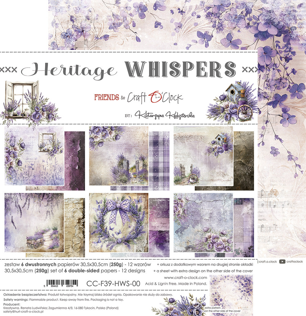 Craft O'Clock - Heritage whispers - Paper Pack -  12 x 12"
